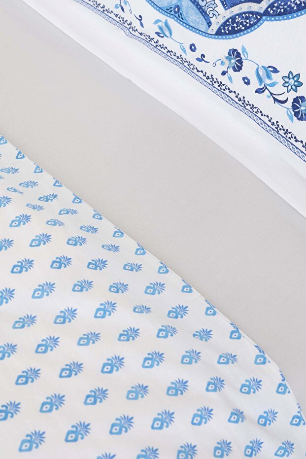 Idella Blue 100% Cotton Double Duvet Cover Set