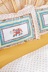 Perez Double 100% Cotton Duvet Cover Set with Pique - Elephant Motif