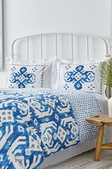 Neos Blue 100% Cotton Single Duvet Cover Set