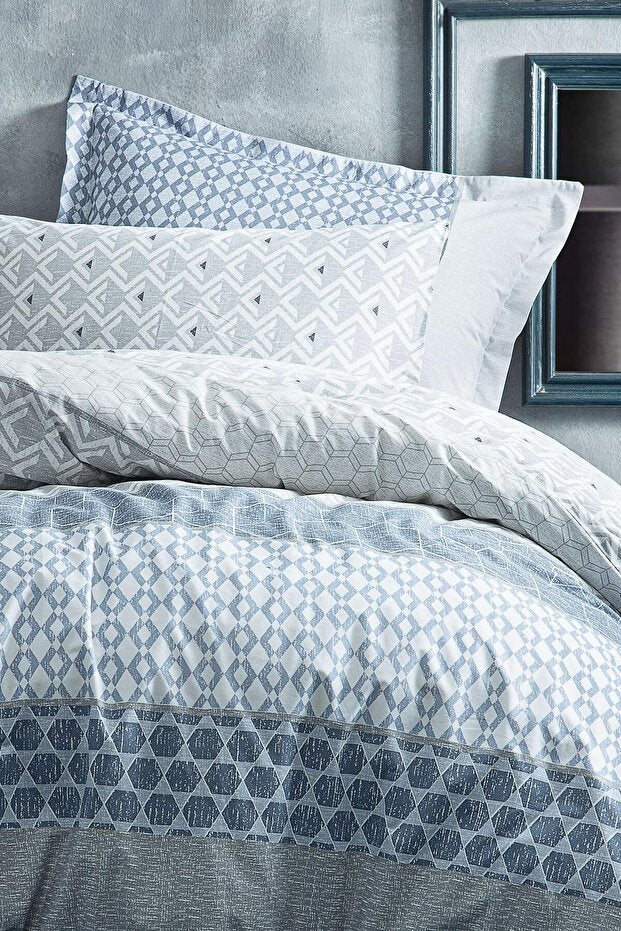 Malin Single Ranforce Duvet Cover Set - Blue, 100% Cotton