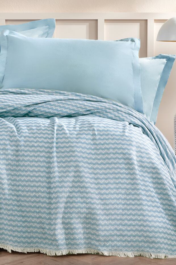 Gwen Single Pique Bedding Set - 3 Pieces, Ice Blue