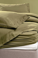 Plain Double Washed Ranforce Duvet Cover Set - Green