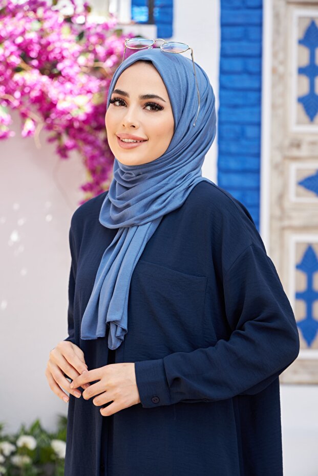 Indigo Blue Jersey Shawl - Soft & Lightweight