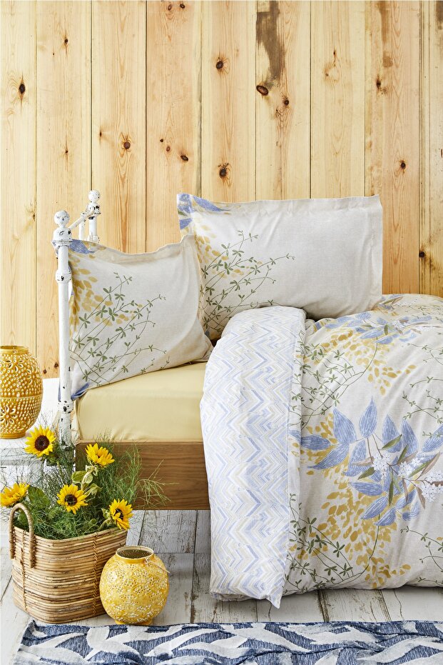 Clarinda Hardal 100% Cotton Double Fitted Sheet Duvet Set