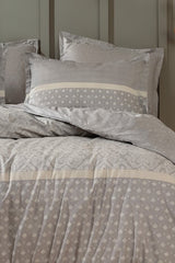 Amora Doppelbett-Bettwäsche-Set – 100 % Baumwolle, Grau Art Deco