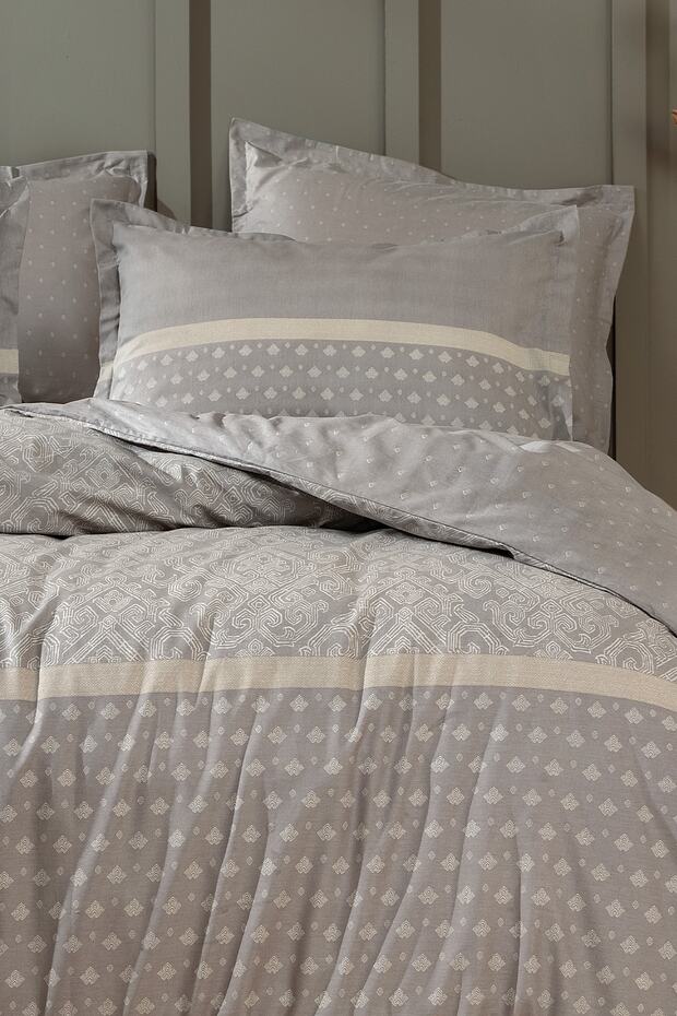 Amora Doppelbett-Bettwäsche-Set – 100 % Baumwolle, Grau Art Deco