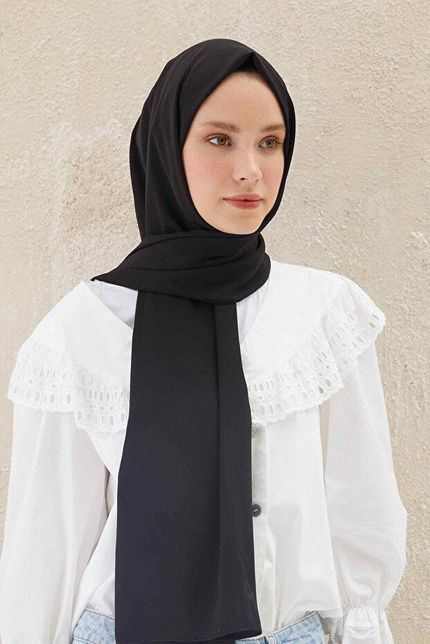 Premium Medina Silk Hijab - Elegant Black