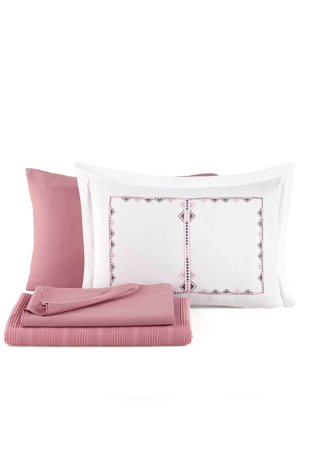Marcia 6-Piece Double Cotton Bedspread Set - Dusty Rose