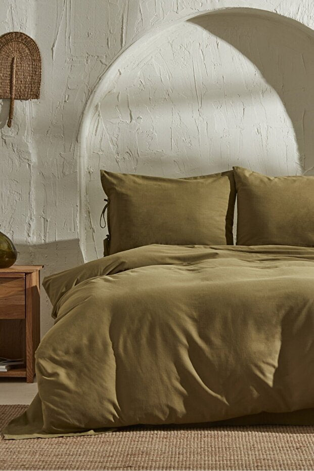 4 Element Double Duvet Cover Set - 100% Cotton Khaki