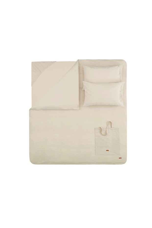 Plain 100% Cotton Ranforce King Size Duvet Cover Set - Beige