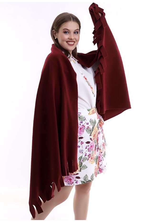 Soft & Warm Burgundy Polar Scarf Shawl