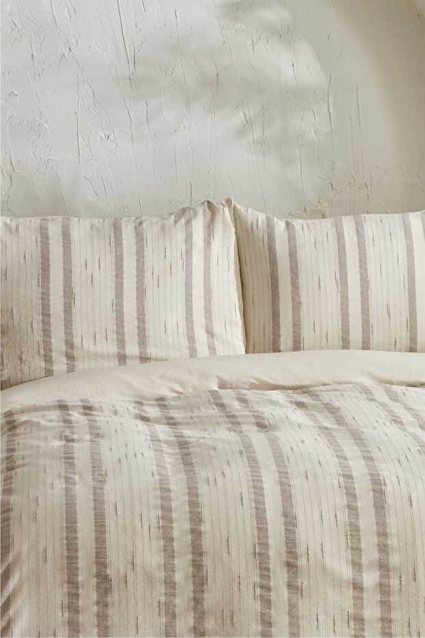 100% Cotton Double Duvet Cover Set - Beige 200x220cm