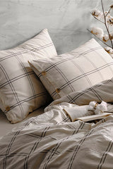 100% Cotton Plaid Duvet Cover Set - Double 200x220cm