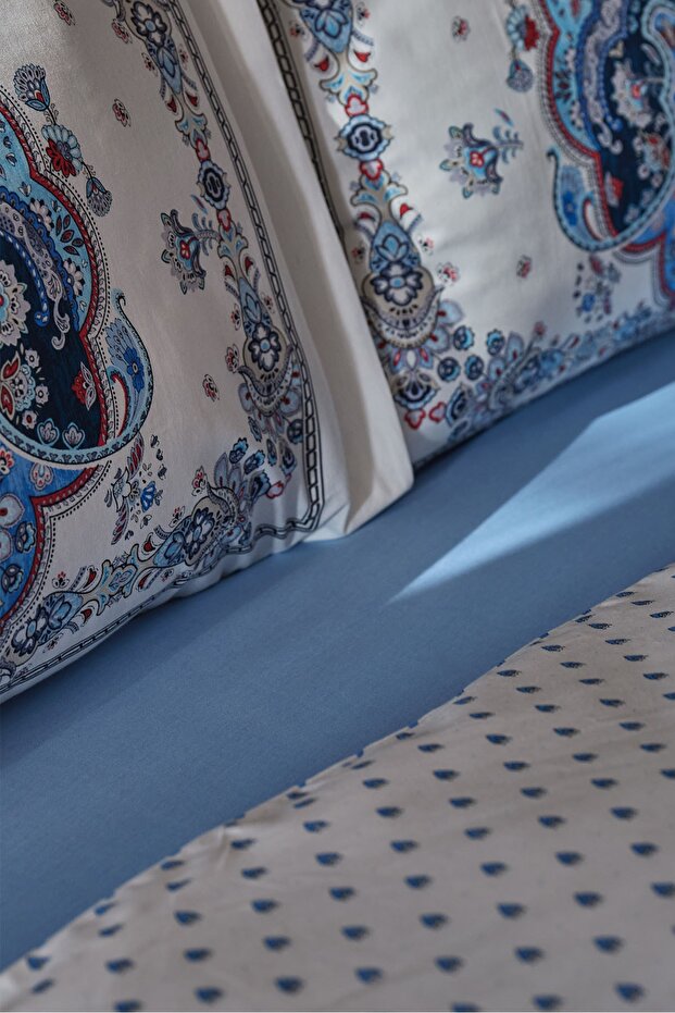Maisha Blue Double 100% Cotton Duvet Cover Set