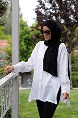 حجاب فيسكوز جاهز - خفيف وعملي، طرحة سوداء