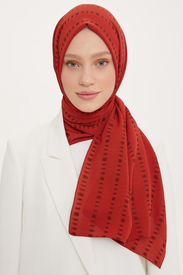 Red Cut Line Detail Flos Shawl - Breathable & Stylish