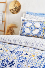 Alfama 100% Cotton Double Duvet Cover Set - Blue