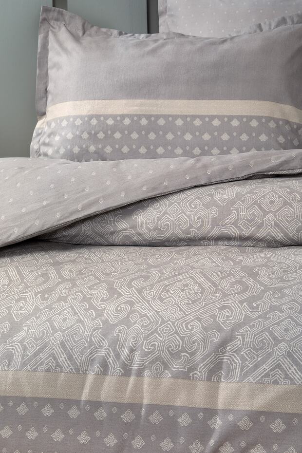 Amora Single Duvet Cover Set - Grey, 100% Cotton Ranforce