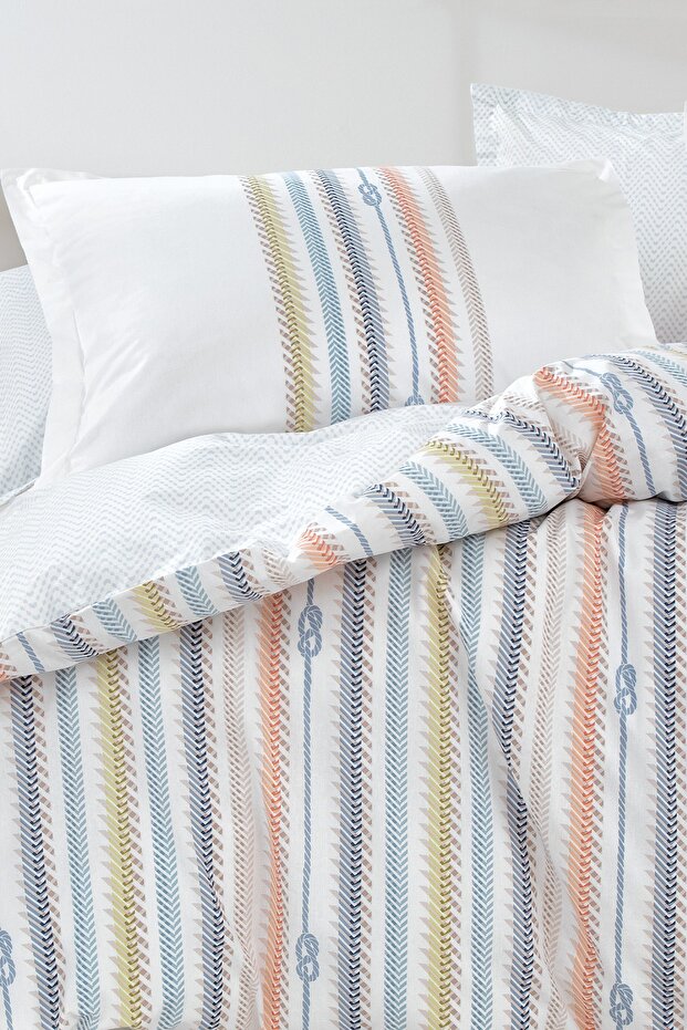 Benito Double Ranforce Duvet Cover Set - Marine Stripe