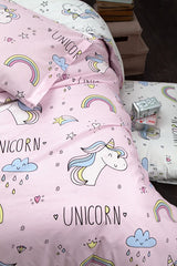 Ranforce Cotton Single Duvet Cover Set - Unicorn Design