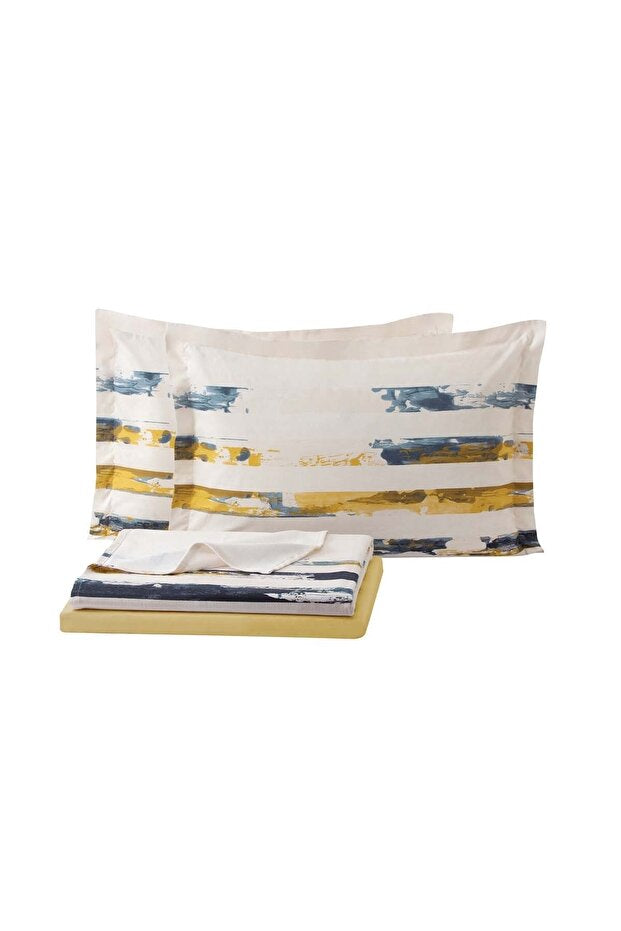 Stain Double Pike Set - 100% Cotton, Abstract Striped Beige