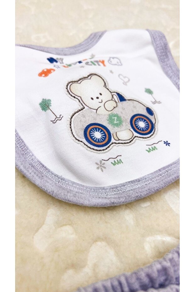 Newborn Bear Car 5-Piece Organic Cotton Baby Set - 0-3 Months