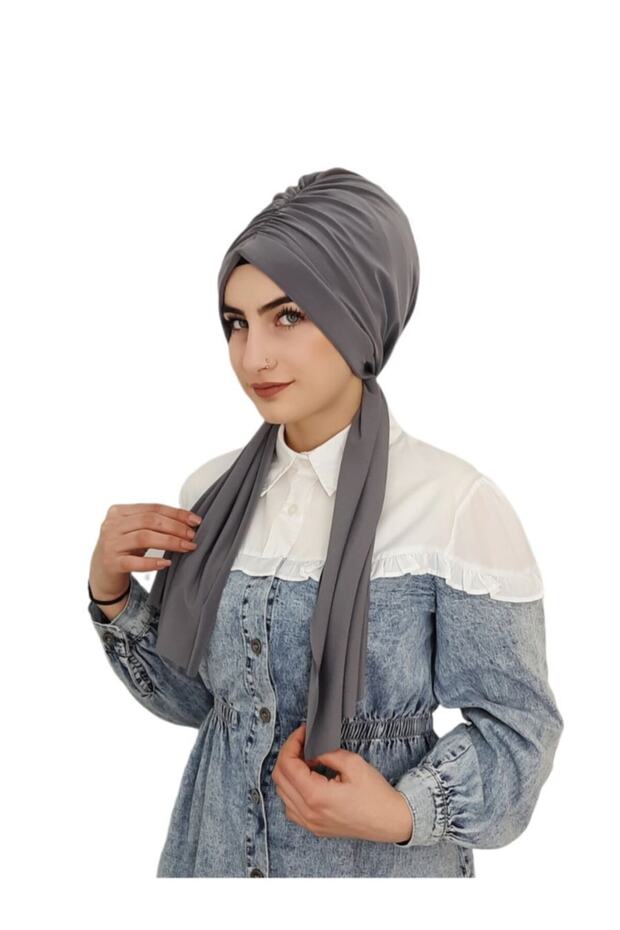 Ready Turban & Scarf Set - Versatile 5-Way Style in Grey