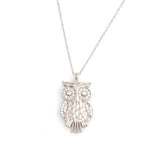 925 Sterling Silver Zircon Owl Pendant Necklace - Whimsical Charm
