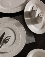 New Bone China 6-Person Dinner Set - Elegant White & Silver Rim