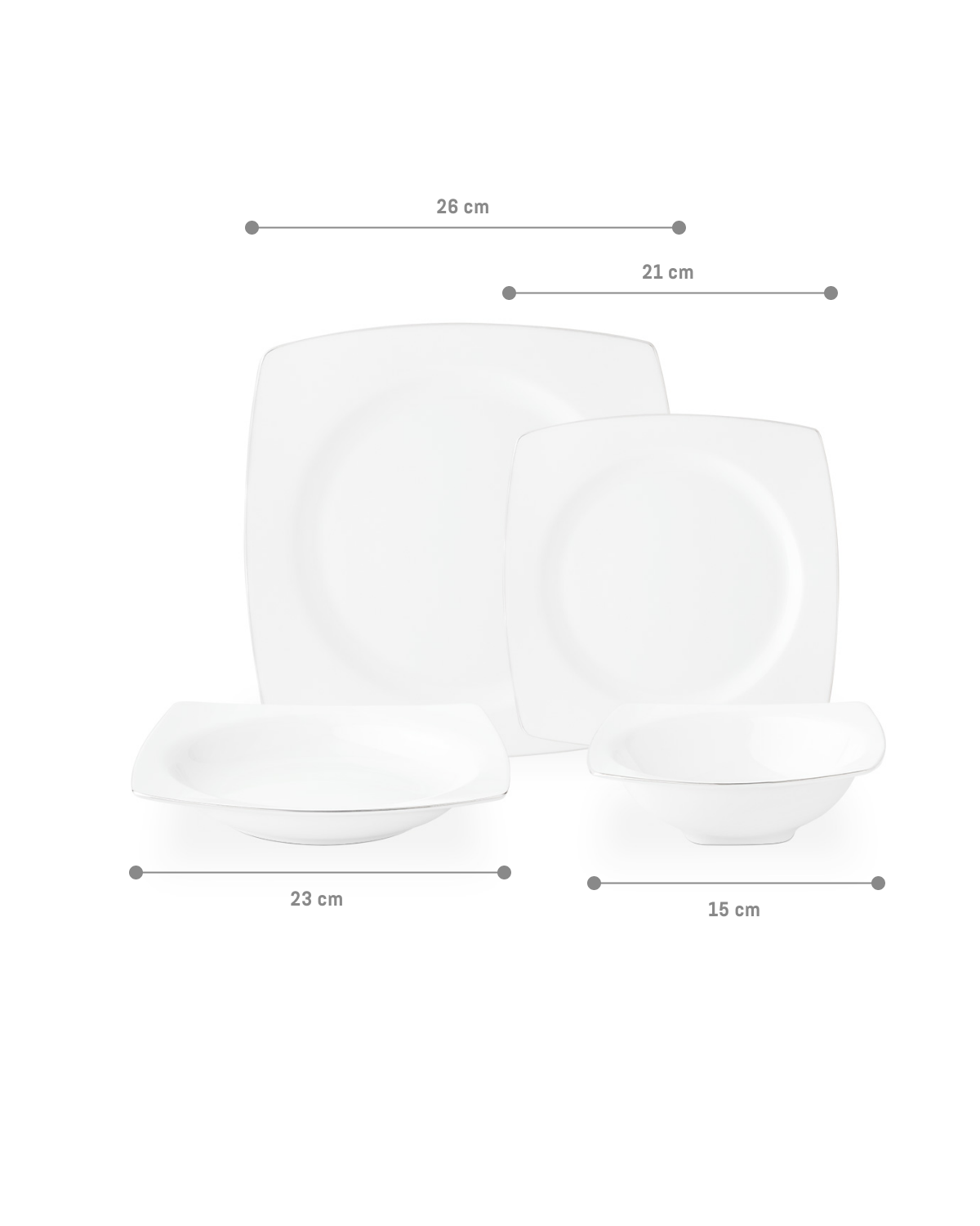 New Bone Porcelain 6-Person Dinner Set - Modern Silver Accents