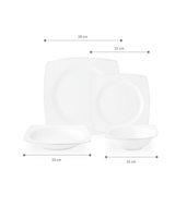 New Bone Porcelain 6-Person Dinner Set - Modern Silver Accents