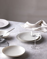 New Bone China 6-Person Dinnerware Set - Ravello White & Silver Trim