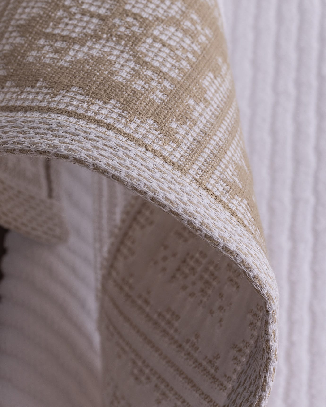 100% Cotton Face & Hand Towel - Soft, Absorbent - White/Beige