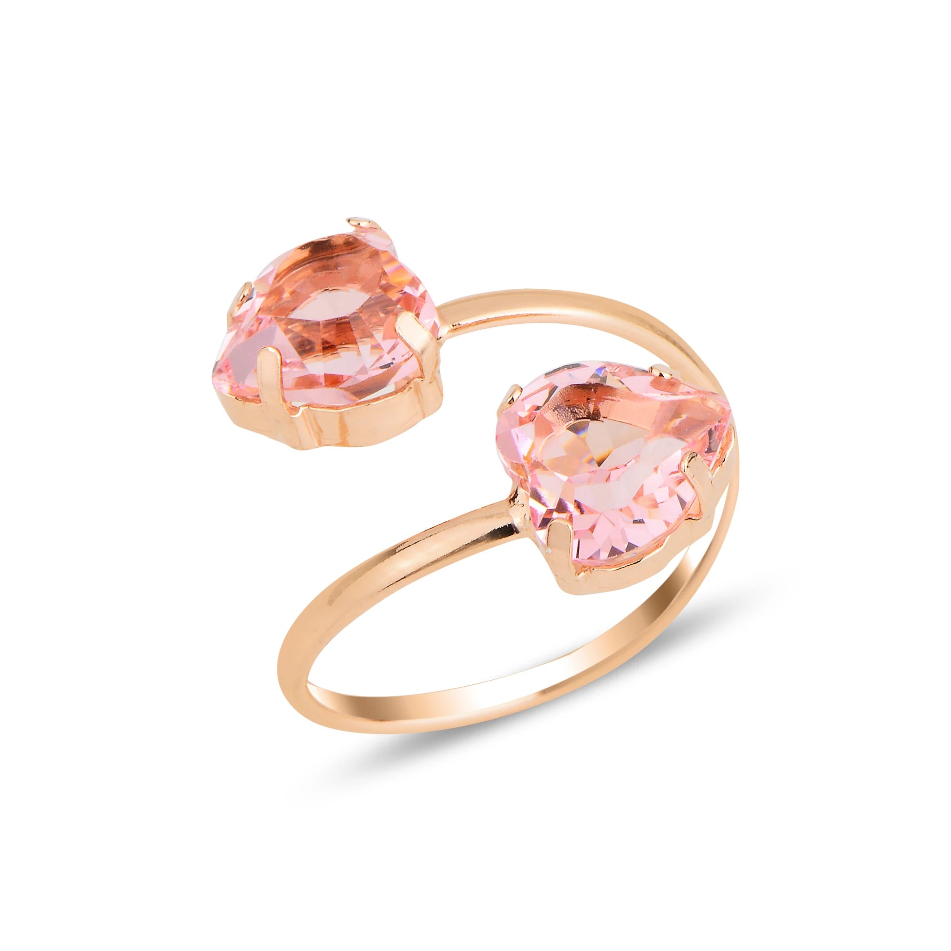 Swarovski Crystal Spiral Ring - Yellow Gold Plated Sterling Silver