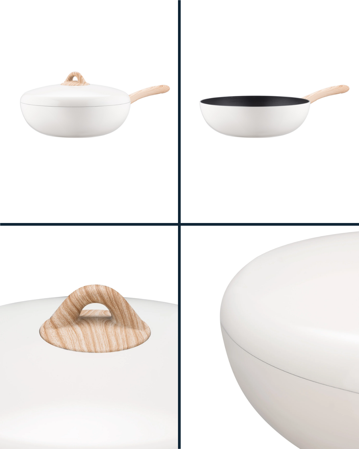 Manon 30cm White Wok Pan - Versatile Kitchen Cookware