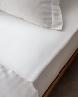 100% Cotton Sateen King Size Duvet Cover Set - Striped Ecru Design