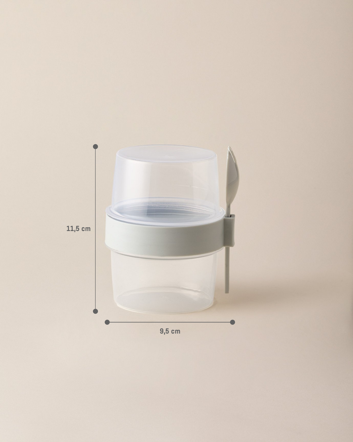 Portable Snack Container with Spoon, 400ml Food Storage Box, Soft Green