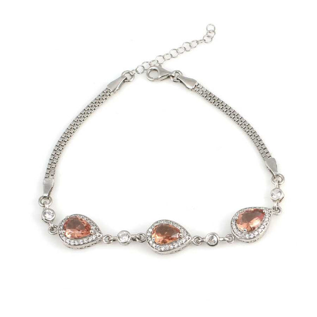 925 Sterling Silver Triple Teardrop Zultanite & Zircon Bracelet
