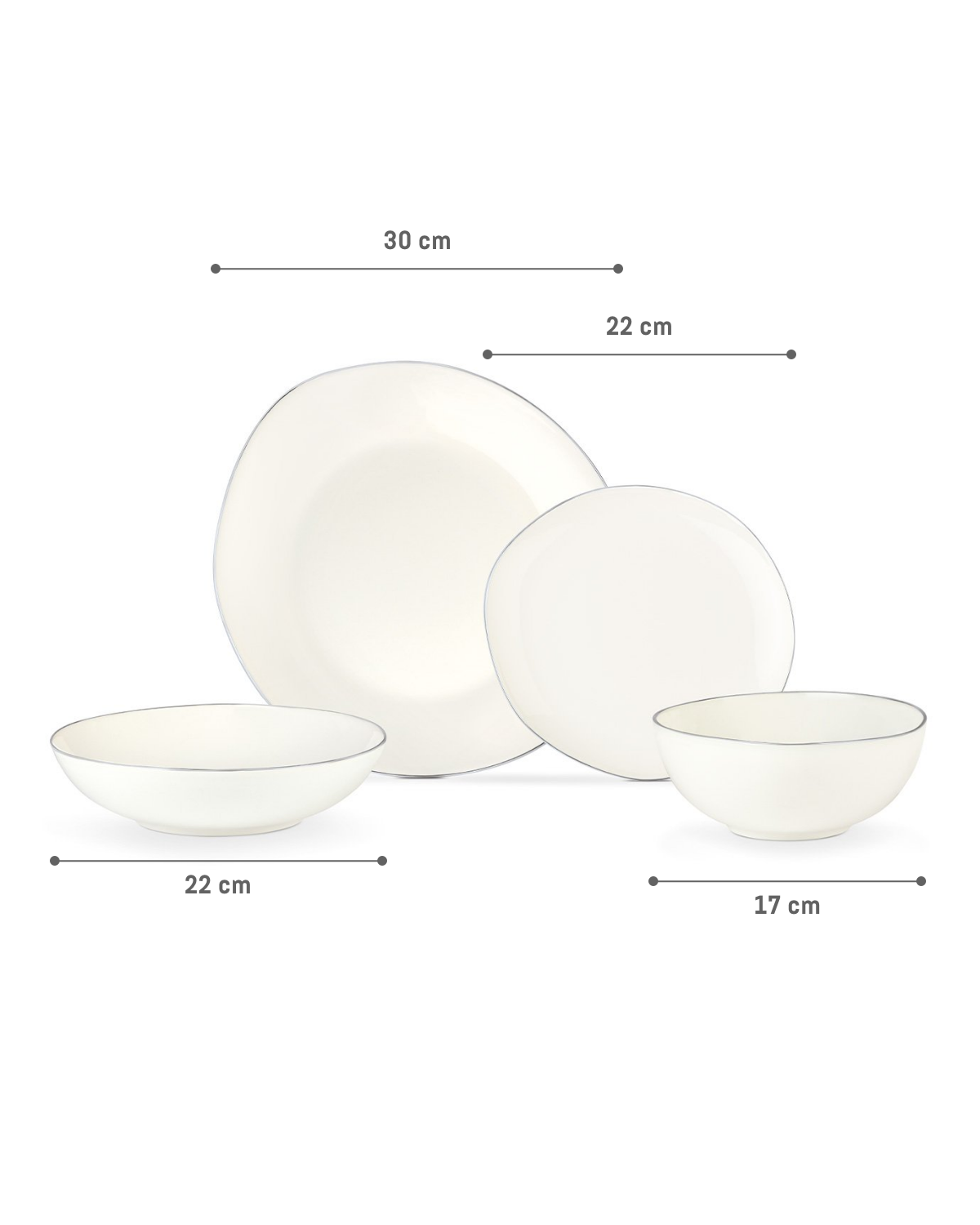 New Bone China Dinnerware Set - Alette Silver Accents