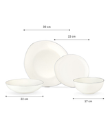 New Bone China Dinnerware Set - Alette Silver Accents