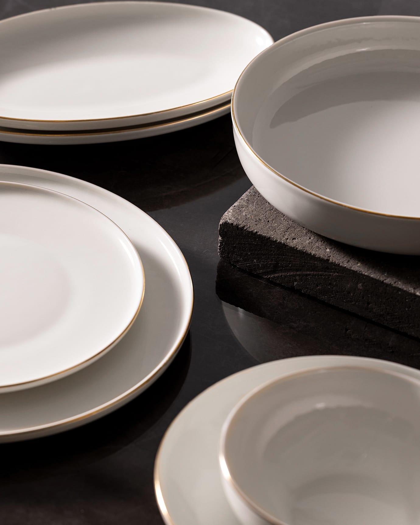 New Bone China 6-Person Dinner Set - White & Gold Elegance