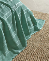 King Size 100% Cotton Pique Bedspread - Turquoise Waffle Weave Blanket