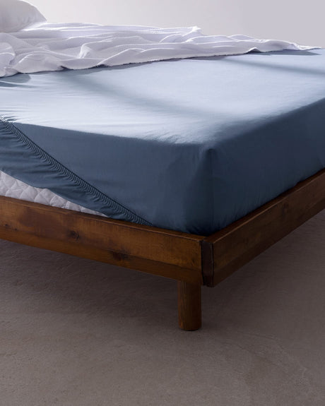 King Size Deep Pocket Fitted Sheet - 100% Ranforce Cotton - Dark Blue