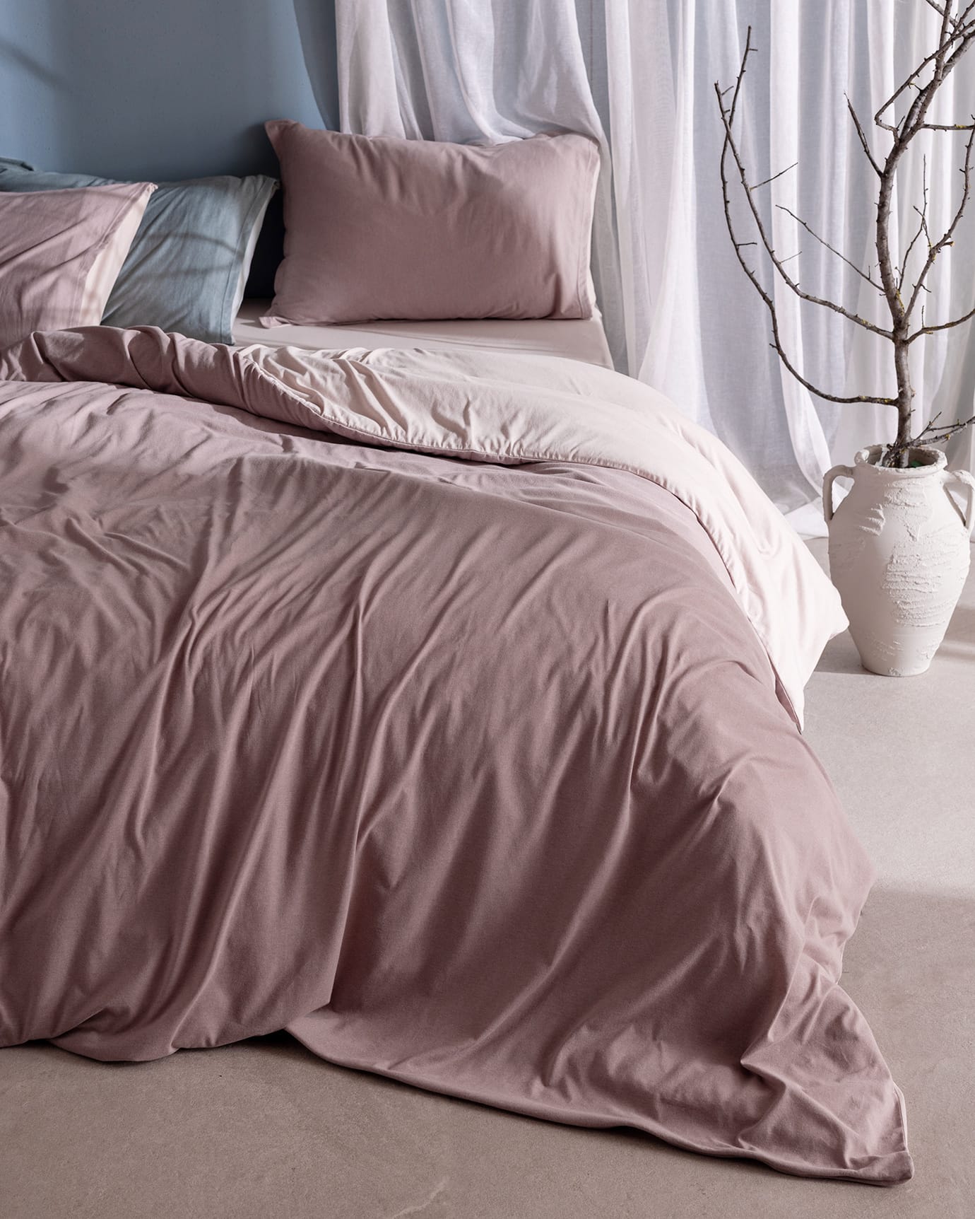 Cotton Blend Double Duvet Cover Set - Soft & Fitted Comfort