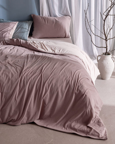 Cotton Blend Double Duvet Cover Set - Soft & Fitted Comfort