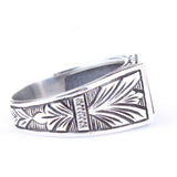 Bague pour homme en argent sterling - Design en pierre d'agate à motif