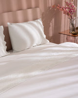 100% Cotton Double Pique Set - Elegant Lace Trim
