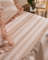 100% Cotton Double Duvet Cover Set - Ruffled, Flat Washed