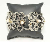 Sterling Silver Pearl Ancient Byzantine Bracelet - Wide Cuff