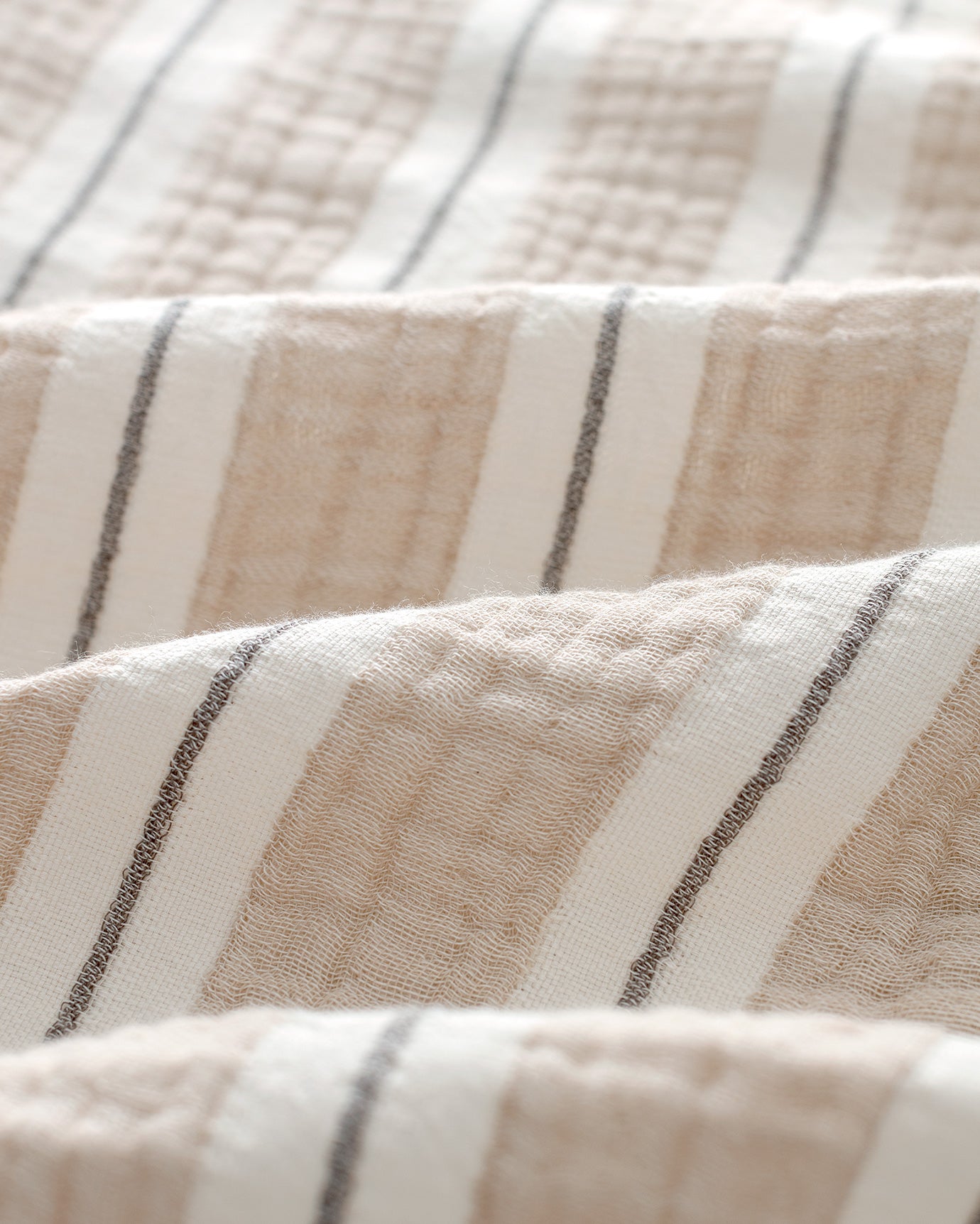 Single Muslin Cotton Fitted Bedspread Set - Ecru Beige